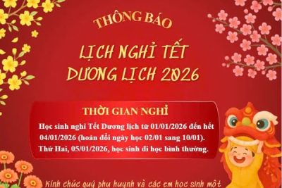 THÔNG BÁO LỊCH NGHỈ TẾT DƯƠNG LỊCH 2026